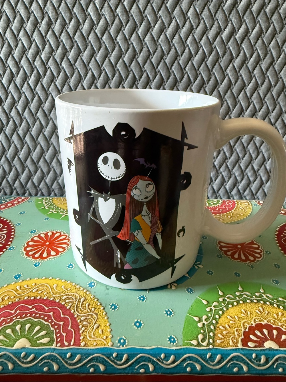 Disney White Ceramic Mug with Red and Black Character Art